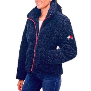 🌸New🌸 Tommy Hilfiger Full Zip Faux Fur Jacket Sz Medium Navy NWT